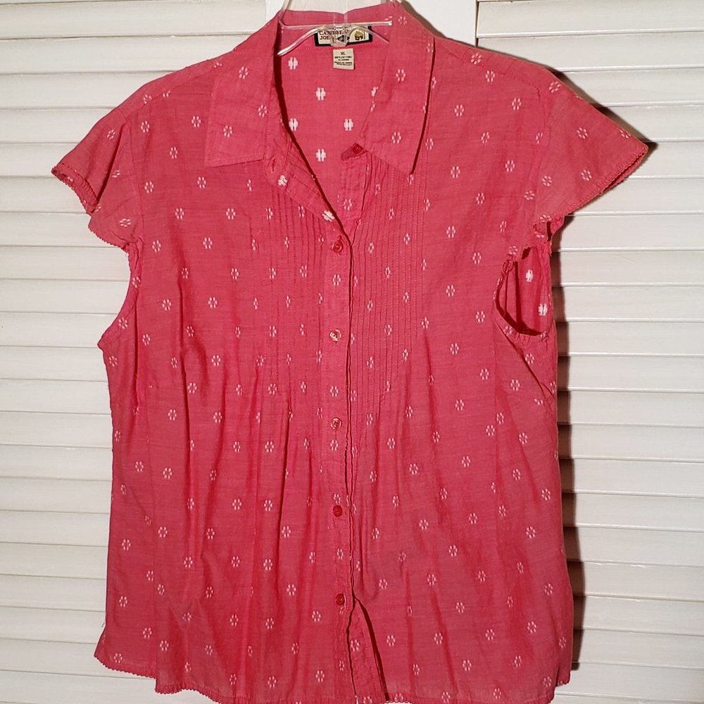 NWOT! Red Caribbean Joe S/S Button Down XL Shirt